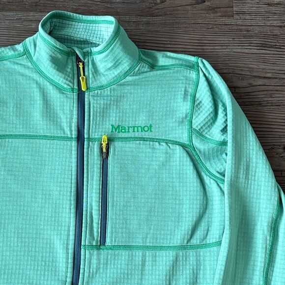 MARMOT PREON MINT TEAL GREEN FULL ZIP SWEATER MENS MEDIUM - Picture 2 of 6